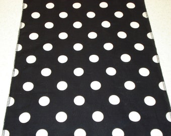 11" x 72" Black and White Polka Dot Tablerunner