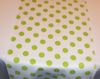 11 x 72 Inch Eco Friendly Lime Green/Spearmint Polka Dot Table Runner
