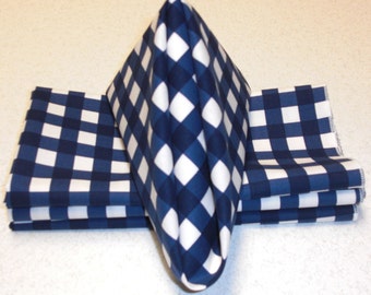 12" x 12 Navy Gingham Cloth Napkins