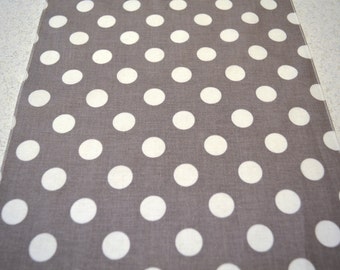 11 x 72 Inch Gray and White Polka Dot Table Runner