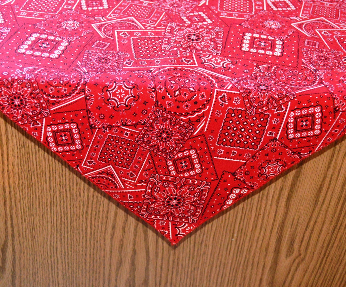 40 X 40 Red Bandana Print Table Overlay Etsy
