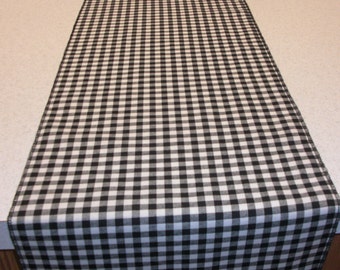 11 "x 72" schwarz und weiß Gingham Tischläufer