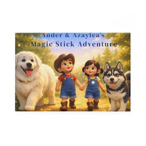 Magic Stick Adventure Kids Characters Rectangle Magnet  Dog Puppy Sibling Woodland Scene Adventure storybooks Ander Azaylea storybook set