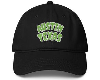 Boné de beisebol de perfil baixo estilo creep com o logotipo do time de futebol da cidade de Austin, Texas.