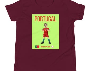 Portugals fotbollströja för ungdomar: VM-design i anime-mangastil från 80-talet