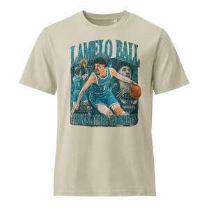 LaMelo Ball Charlotte Hornets Unisex Garment Dyed Vintage T-Shirt worn in look