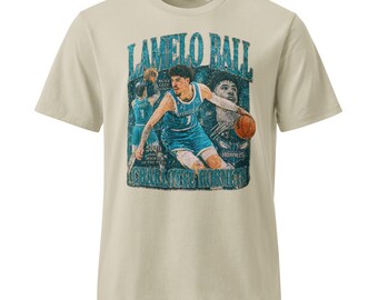 LaMelo Ball Charlotte Hornets Unisex Garment Dyed Vintage T-Shirt worn in look