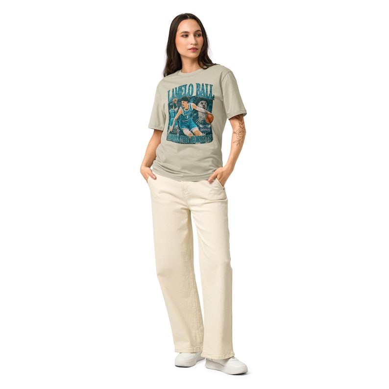 LaMelo Ball Charlotte Hornets Unisex Garment Dyed Vintage T-Shirt worn in look