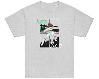 Austin FC Texas fotboll Ungdom klassisk t-shirt manga stil grafisk retro anime
