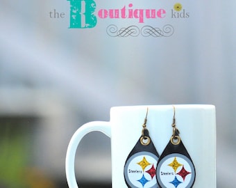 Steelers football glitter faux leather earrings