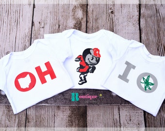 TRIPLETS Ohio State Buckeyes onesie baby gift boy girl shower bundle