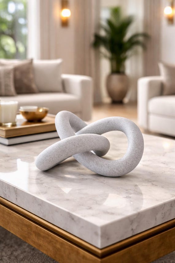 Modern Knot Sculpture – Minimalist Coffee Table Decor, Abstract Home Accent, Neutral Contemporary Decor