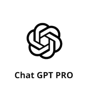 May include: Black and white logo featuring a stylized, interwoven design. Below the logo, the text "Chat GPT PRO" is displayed in a bold, sans-serif font. The image is set against a clean white background.