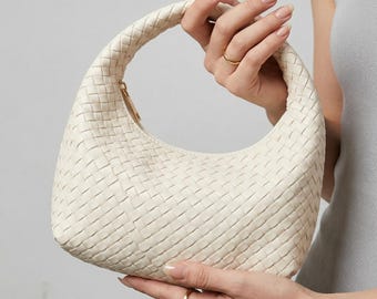 Woven PU Leather Hobo Bag | Minimalist Underarm Shoulder Purse