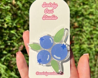 Blueberry Glitter Magnetic Kindle Grip - Cottagecore MagSafe Phone Grip - Cute Pop Socket for E-Readers - Girly Pop Socket