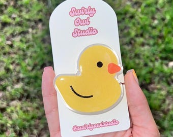 Glitter Rubber Duck Kindle Grip - Cute Phone Grip Accessory - E-Reader Pop Socket- Gift for Book Lovers