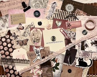 Mjukt gotiskt journalkit: Mörka romantiska efemera, collagepapper