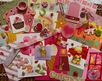 Y2K Valentine Junk Journal Kit, Retro Ephemera, Scrapbook Zubehör