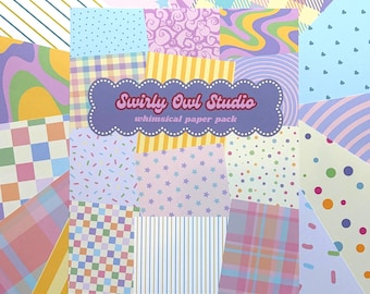 Pastellfärgade nyckfulla scrapbookpapperspaket - Y2K estetisk skräpjournalpapper mönstrat Coquette Stationery - 12 ark 8 x 10 tum