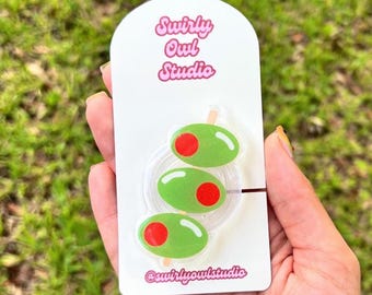 Martini Olive Glitter Magnetic Kindle Grip - Telefonhållare Tillbehör - Foodie Estetic Magnetic Phone Stand