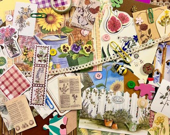Grandmacore Junk Journal Kit – Vintage Botanisk Ephemera, Cottagecore Scrapbook