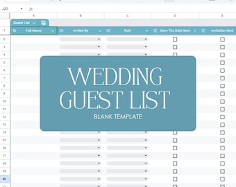Wedding Guest List Template | Editable Google Sheets Spreadsheet for Planning & RSVPs