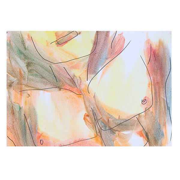 Nude Male Original Water Color  by Lawrence Drayton