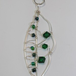 Green Crystal Silver Pendant Necklace