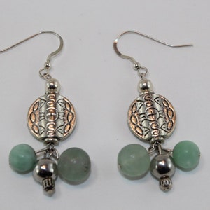 Pewter and Mint Drop Earrings