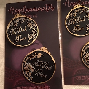 His Dark Prince Her Dark Flower Pin set, bookish, book lover gift, literary gift, bookish enamel pin, Stalking Jack the Ripper, couples