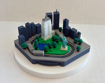 New York City Mini Train Diorama with functional subway cars and NYC skyline