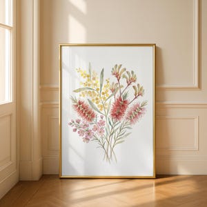 Australische Buschblume Kunstdruck | Native Botanische Malerei | Wildblumen Kunst