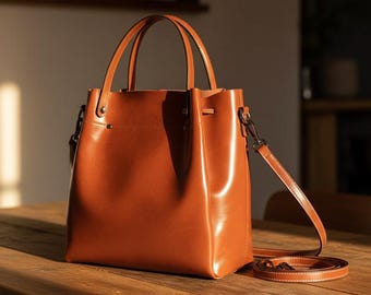 Large Cowhide Leather Tote Bag for Women – Casual Shoulder Messenger Handbag, High Quality Large Capacity Ladies Purse