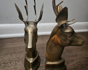 Massief messing hertenbok boekensteunen paar set van 2 10,5" hoog, zwaar groot