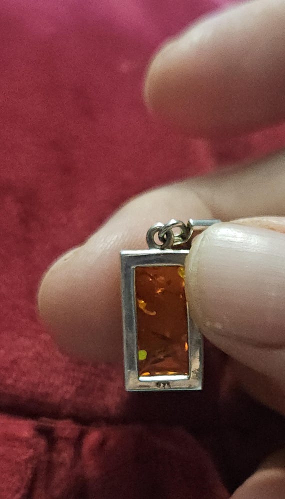 Sterling Silver 925 Rectangular Amber Dangle Earr… - image 8