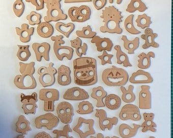 wooden animal teether