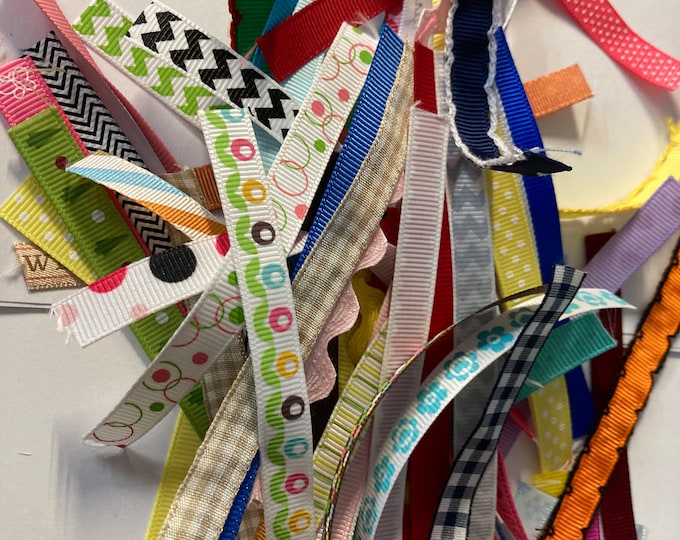 Featured listing image: SMALL WiDtH // 50 pc  AsSoRtMeNt  // RANDOM Ribbon Piece Scraps Lot //// For Baby Blankets Lovey Toys Ribbon Toys