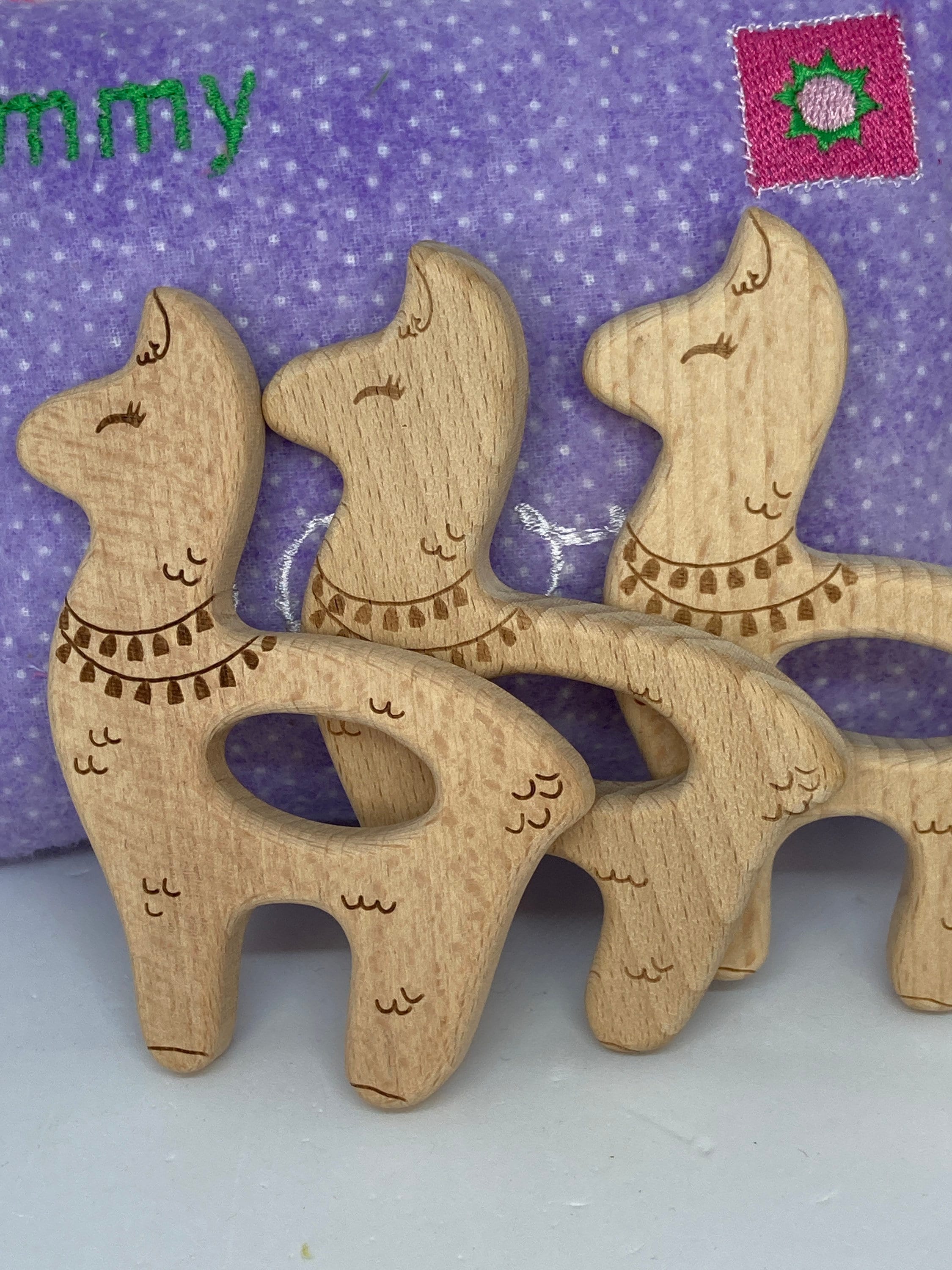 wooden animal teether
