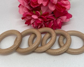 2.375 Inch BEECH WOOD Ring // MEDIUM // 60 mm ring // natural beech wood baby teething ring UnFINISHED