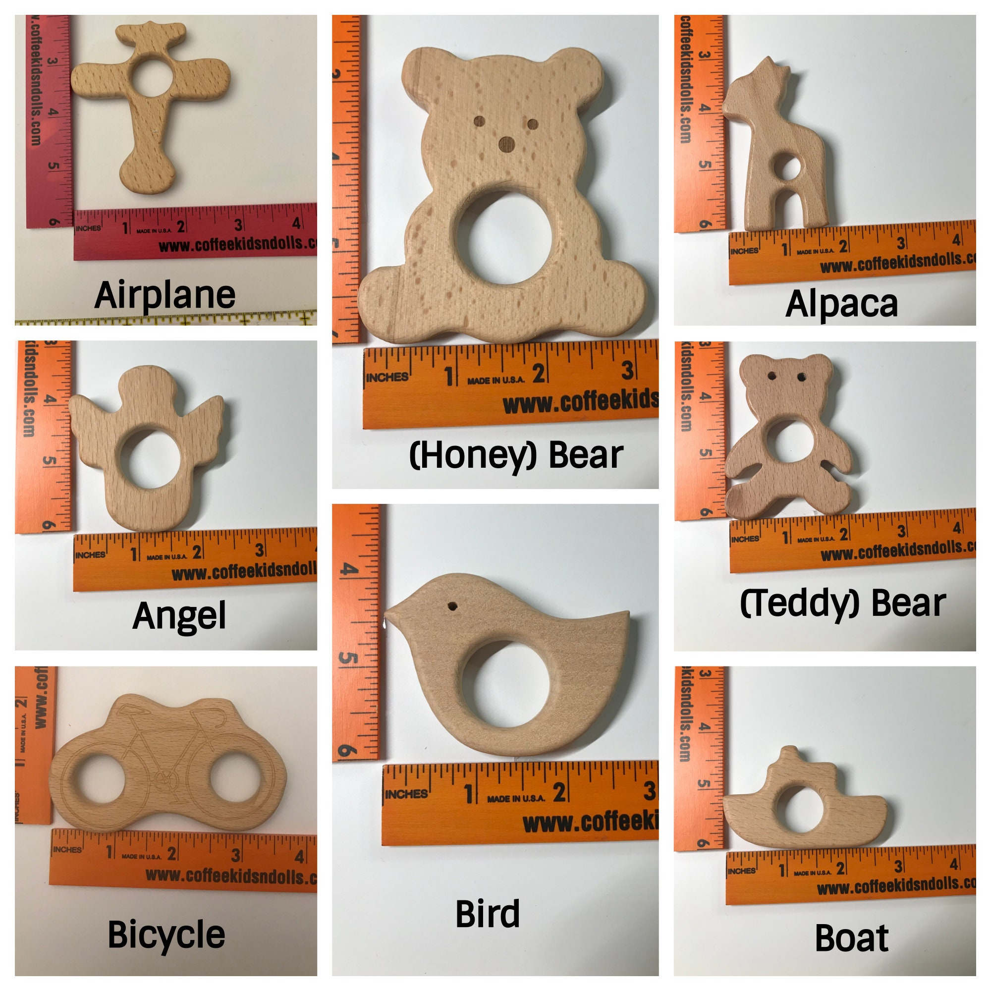 wooden animal teether