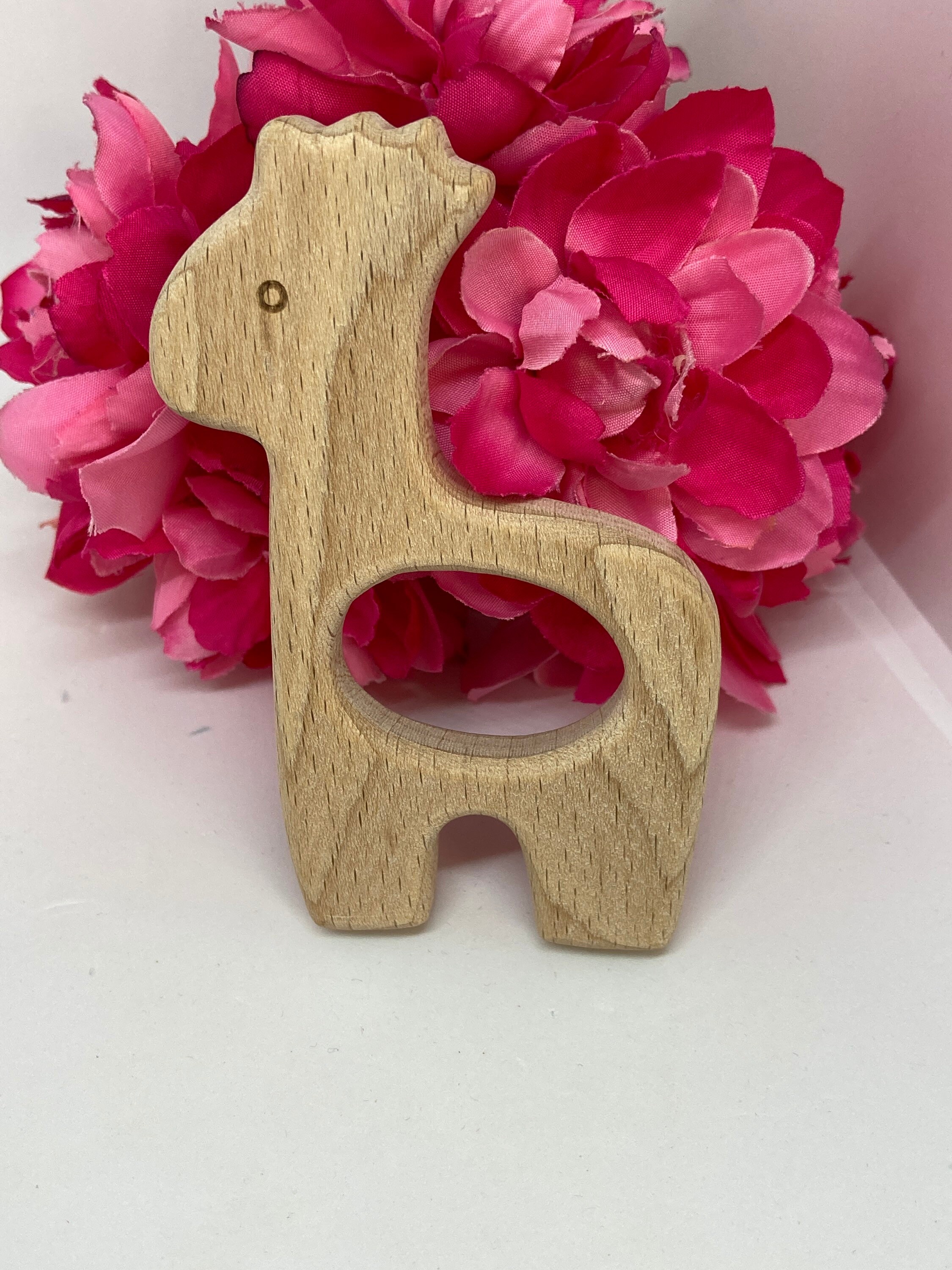 wooden animal teether