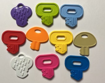 Set of 10 BABY KEYS // Baby Key Toy // Birthday Party Favor //  Sensory Baby Toys // Teething Toy // hard to find!