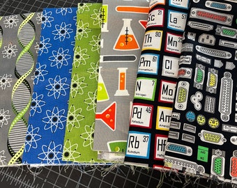 6 pc Mod Geek Fat Quarter Bundle // Nerdy Science Chemistry Circuits Periodic Table //Robert Kaufman