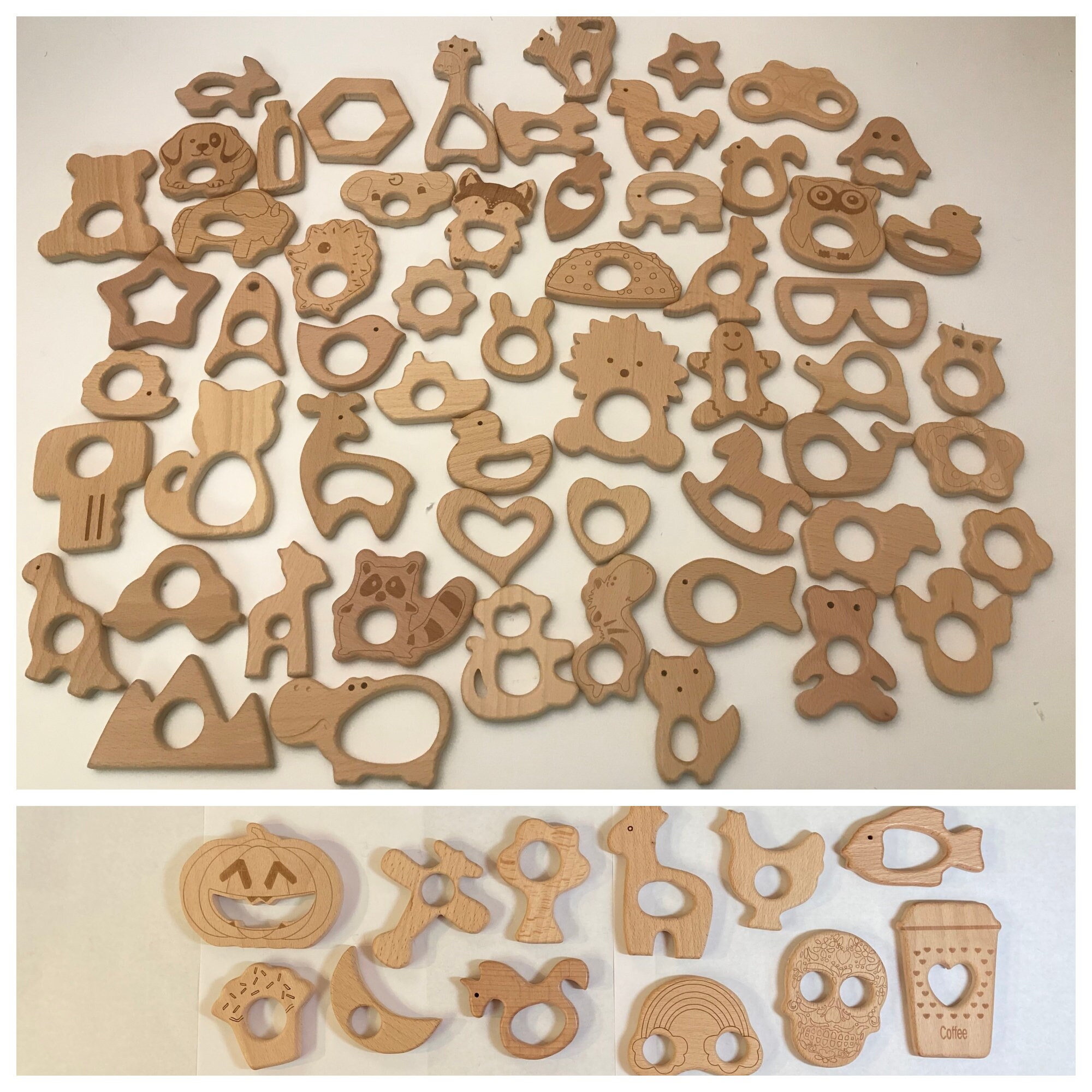 wooden animal teether