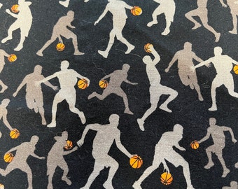 Sports Life // Basketball Fabric // 2.5 yards // Robert Kaufman // Black Novelty Fabric