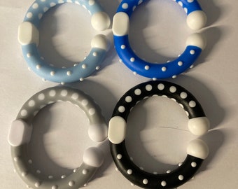 BLUES Baby Toy LINKS // Teething Toy Connectors // Stroller Toy // Baby Teething Toy // Diaper Bag // Light Blue + Blue + Gray + Black