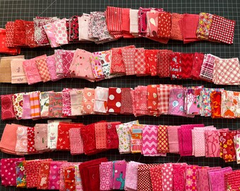 100 pc red Mini Charm Pack || STRAWBERRY QUILT 2 || strawberry lover || no DUPLICATES || pink mini charm squares