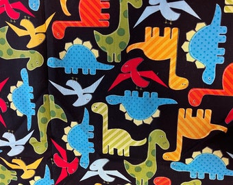 Urban Zoologie Fabric // Black Dinosaurs by Anne Kelle for Robert Kaufman // Novelty Fabric