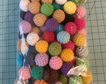 50 piece Bag of CROCHET Beads 20 mm // Wood and Crochet Beads // Craft Beads  // RaNdOm Assortment -- LaSt OnEs