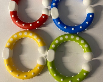 BASIC 4 // Red Blue Green Yellow // Baby Toy LINKS // Teething Toy Connectors // Stroller Toy // Baby Teething Toy // Diaper Bag